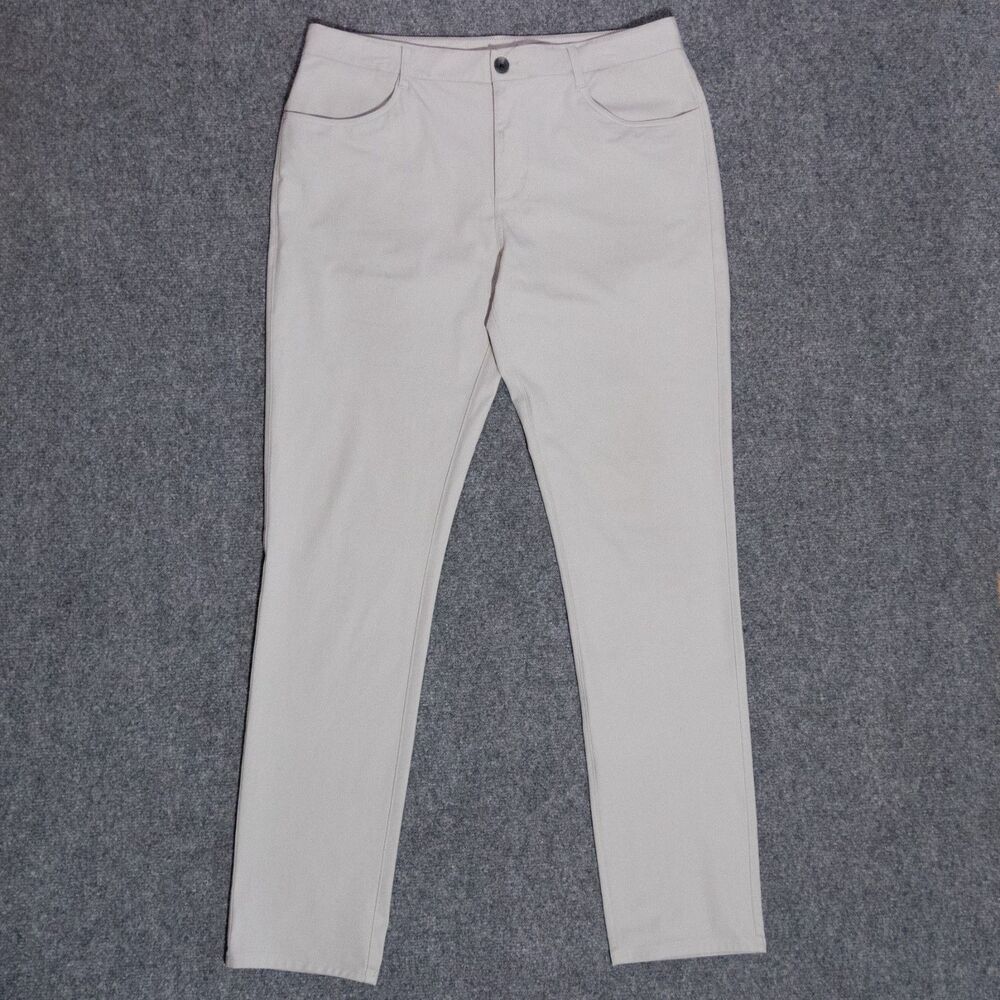 Vuori Meta Pants Men's 34x33 Light Gray Stretch Performance Casual Golf Preppy